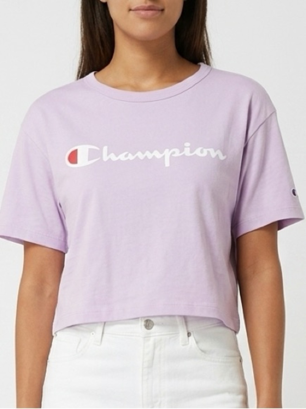 CHAMPION Logo Crop T Shirt Tee Pink S Small $20 EUC